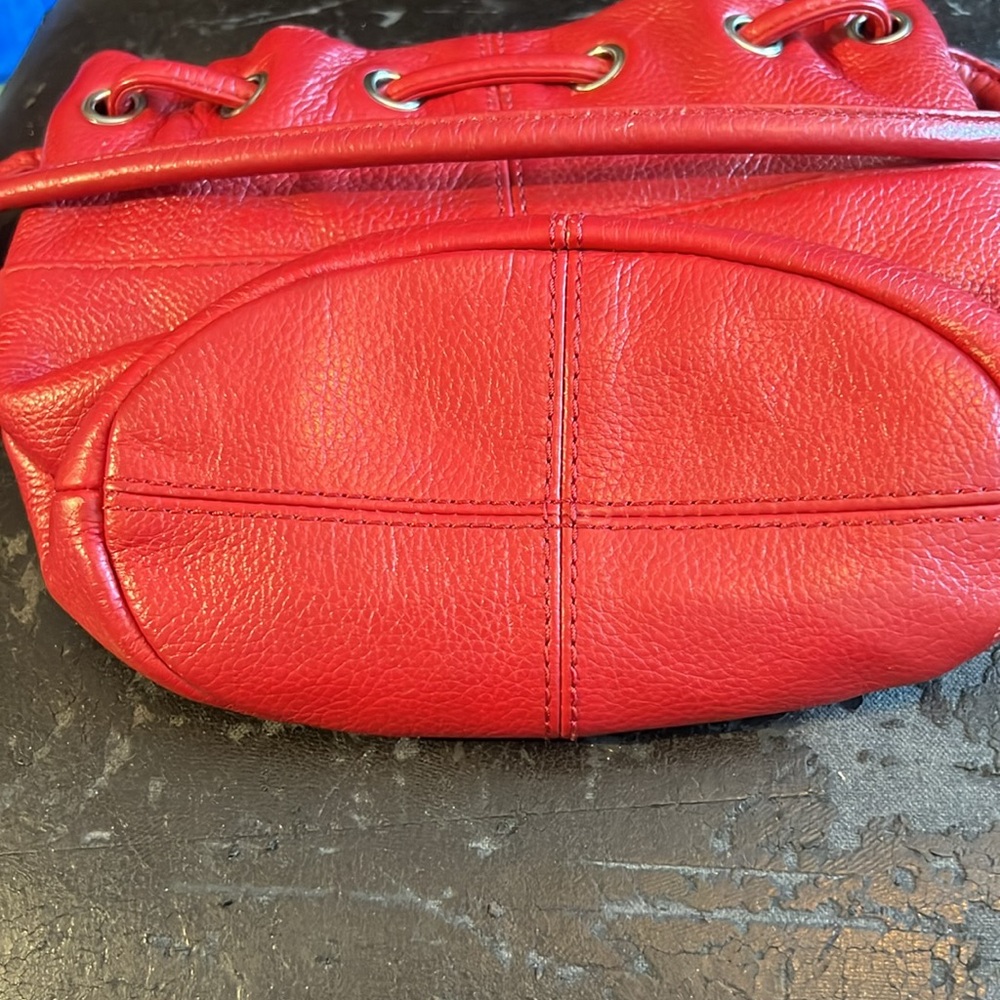 Tignanello Leather Small Bucket‎ Purse Red Hobo - Picture 7 of 11